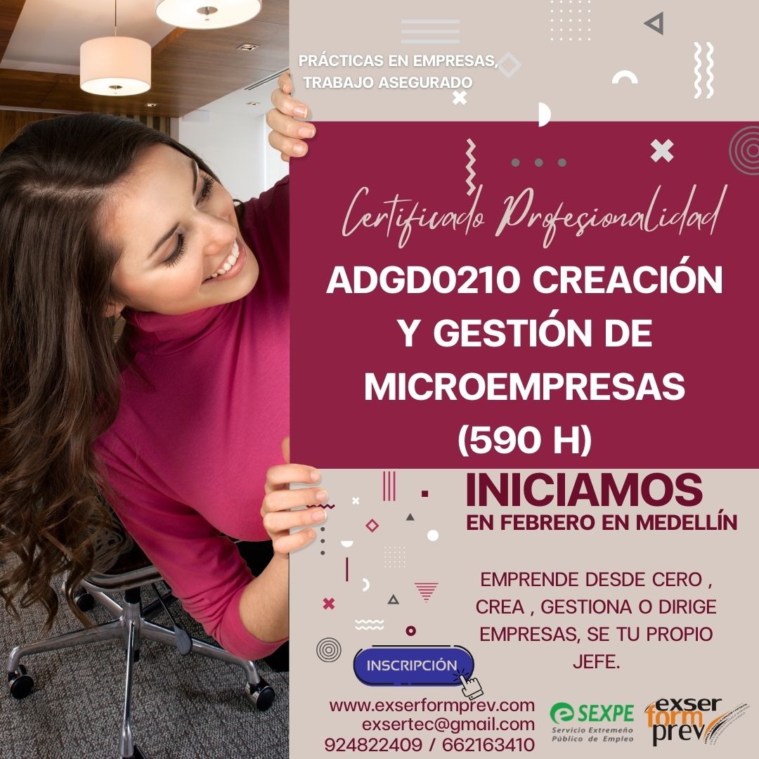 🚀 Certificado de Profesionalidad: Creación y Gestión de Microempresas
🏫 Academia EXSERFORMPREV
📍 Lugar de impartición: Medellín – Badajoz
💡 Aprende a planificar, gestionar y poner en marcha tu propio negocio. Desarrolla tus habilidades empresariales y conviértete en tu propio jefe.
✅ Formación 100% becada
✅ Modalidad presencial
✅ Curso totalmente gratis
📢 ¡Plazas limitadas, inscríbete ya!
📞 662 163 410
📧 exsertec@gmail.com

Más info: https://f.mtr.cool/euqewnlbdd
