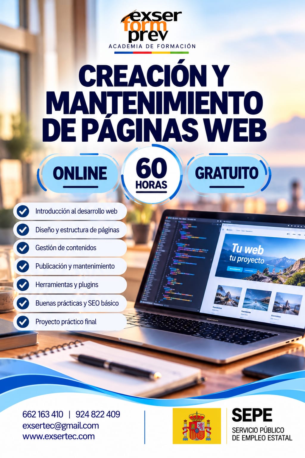 Cartel de Creación y mantenimiento de páginas web. Básico